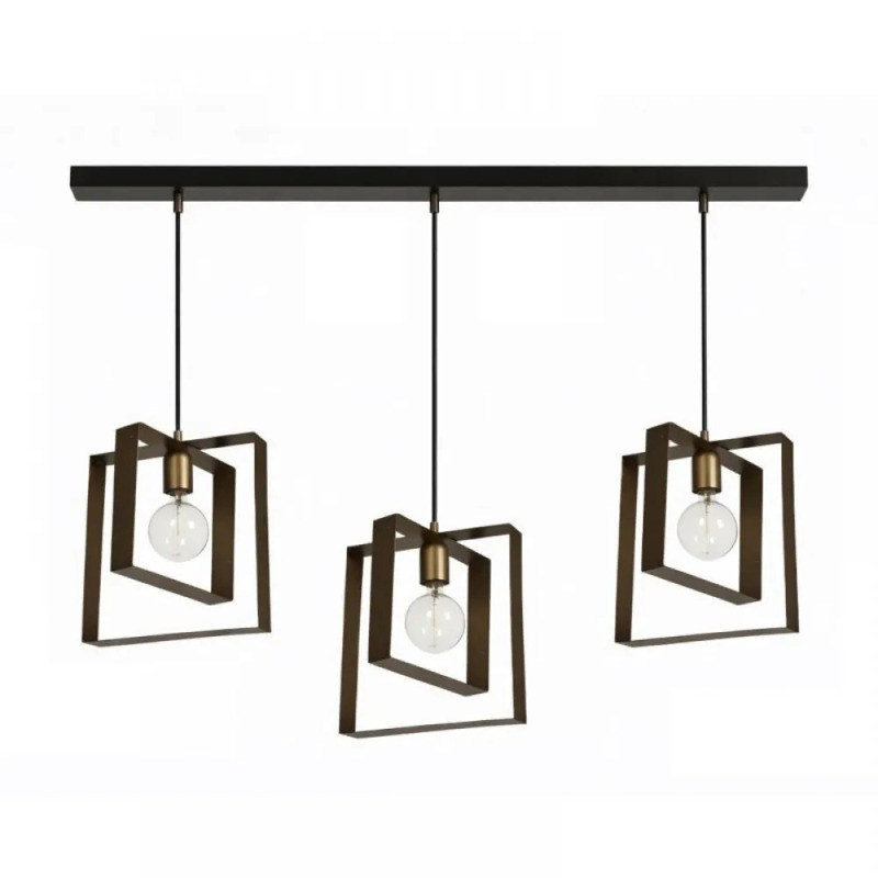 NG Lighting Κρεμαστό Φωτιστικό Ράγα Χειροποίητο Μεταλλικό Σκουριά Τρίφωτο Ε27 100x80cm 2024165